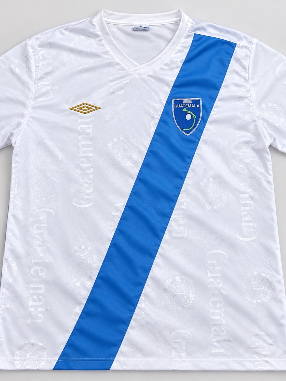 Umbro White & Blue Soccer Jersey with Guatemala Crest